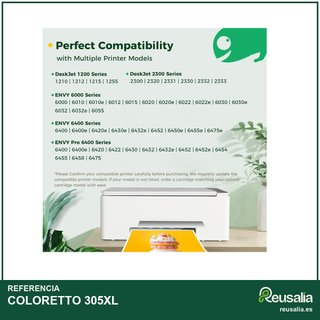 COLORETTO tinta cartuchos HP 305XL alta