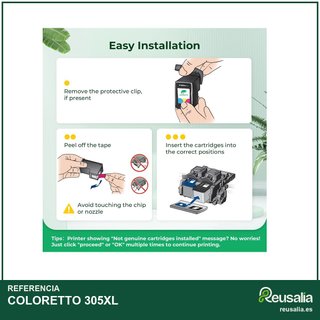 COLORETTO tinta cartuchos HP 305XL alta