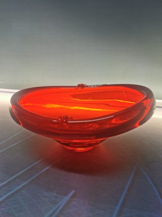 frutero de CRISTAL, cuenco llamativo ROJO