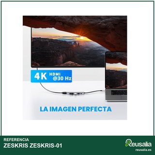 ZESKRIS Hub USB C 6 en 1 HDMI 4K