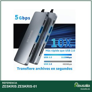 ZESKRIS Hub USB C 6 en 1 HDMI 4K