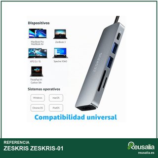 ZESKRIS Hub USB C 6 en 1 HDMI 4K