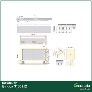 Emuca kit cajón cocina baño blanco