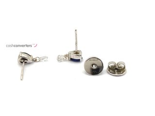 pendientes oro 18k con piedra con diamante,zafiro