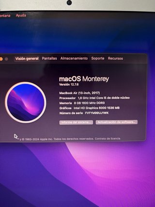 Macbook Air 13” 2017 Plata