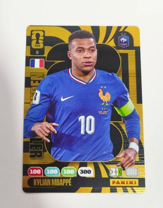 Carta Panini Kylian Mbappé balón de oro mundial
