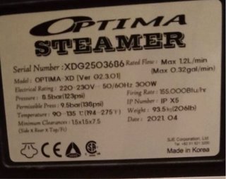 Optima Steamer XD Máquina Vapor Seco