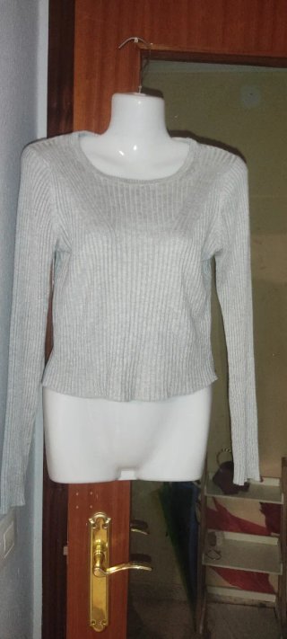 Jersey canalé gris Stradivarius Talla M