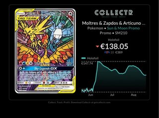 Carta Pokémon TAG TEAM de Moltres, Zapdos y Articu