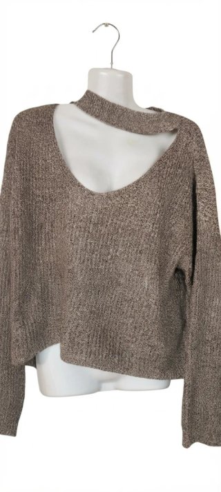 Jersey marrón punto cuello abierto