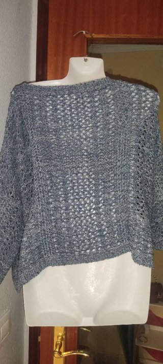 Jersey Stradivarius punto abierto azul grisáceo