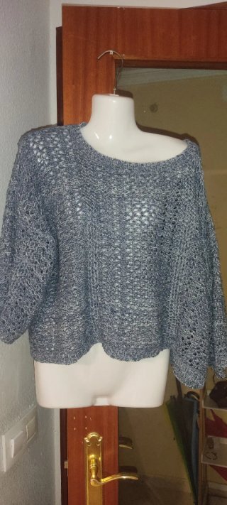 Jersey Stradivarius punto abierto azul grisáceo