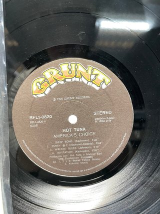 Disco LP Hot Tuna ‎– America's Choice, 1973