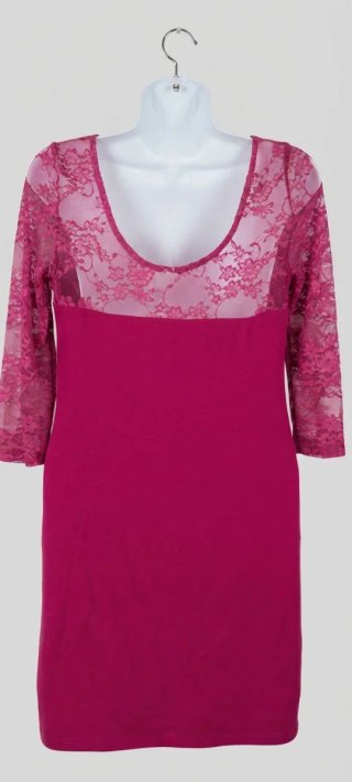 Blusa Fucsia Encaje Manga 3/4
