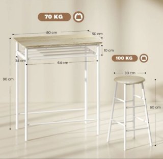 Mesa Alta+ 2 Taburetes,Estilo Nórdico ( A Estrenar