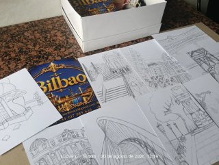 Libro Bilbao 10 Dibujos Originales Pintados A Mano