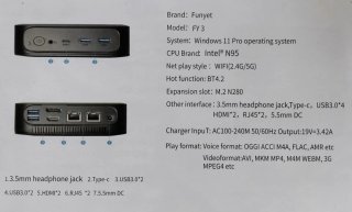Mini PC Funyet Intel N95 3.4GHz