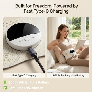 WARMFORWEL Cinturón EMS Calor 6Modos 16Niv USB‑C