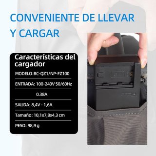 YUEFANSEN NP‑FZ100 BATERIA 2280mAh cargador BC‑QZ1
