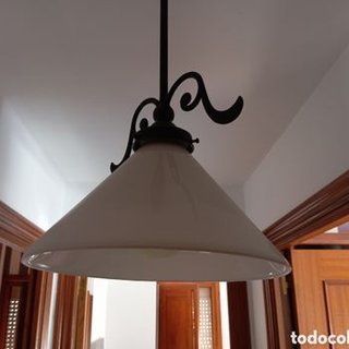 Lámpara Colgante Forja y Cristal Blanco