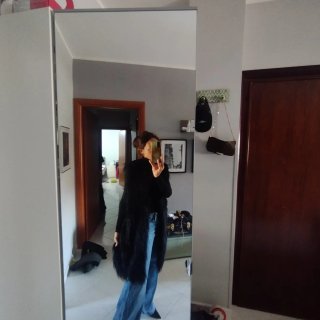 Gilet lungo pelo sintetico nero Tg S