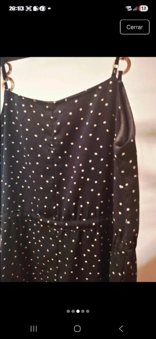 Vestido negro largo lunares crema
