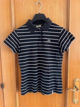 LIQUIDACIÓN: Polo Lacoste Rayas Blanco y Negro