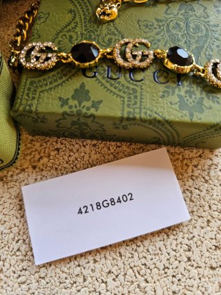 ✨ Collar Gucci GG con Strass y Diamantes Negros –