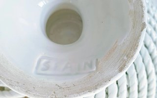 Frutero de cerámica blanco con diseño de cuerda