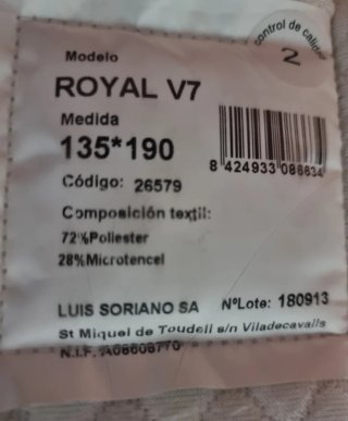 Colchón Sompura Royal Multisac 135x190x32cm