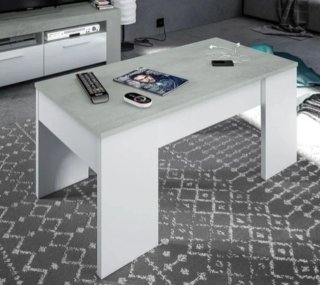 Mesa de centro elevable blanca y gris