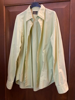 Camicia Zara Uomo Cotone Verde Bottoni Colletto