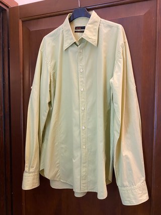 Camicia Zara Uomo Cotone Verde Bottoni Colletto