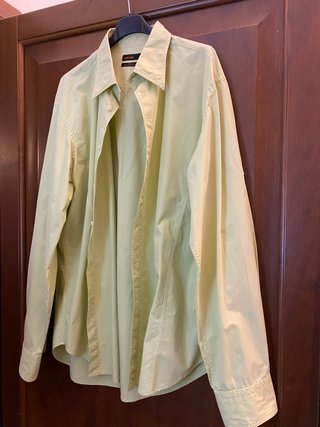 Camicia Zara Uomo Cotone Verde Bottoni Colletto