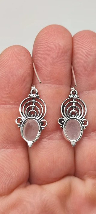 Pendientes de Plata y Cuarzo Rosa.