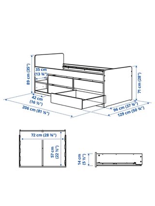Cama 90x200 con cajones integrados