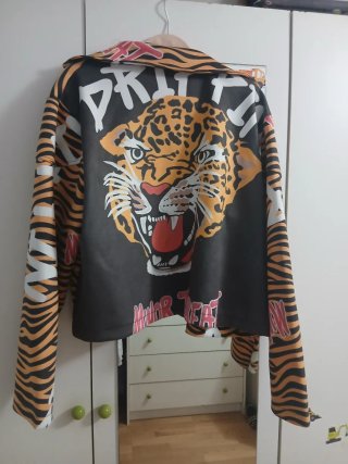 Cazadora Biker Estampado Tigre