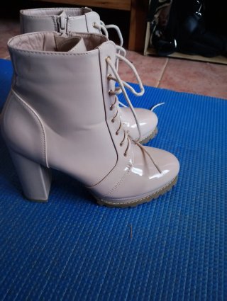 Botines Tacón Rosa Charol
