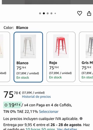 Taburete alto metálico