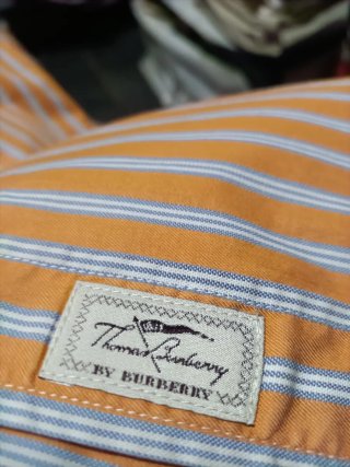 Camisa Burberry Rayas Naranja Talla L