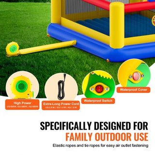 Castillo Inflable, Trampolín de Juego de Alta Calidad para Exterior, Saltador Inflable con Ventilador, Tobogán y Bolsa de Almacenamiento, Castillo Saltarín Familiar para Niños de 3 a 10 Años, 177x...