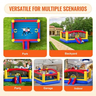 Castillo Inflable, Trampolín de Juego de Alta Calidad para Exterior, Saltador Inflable con Ventilador, Tobogán y Bolsa de Almacenamiento, Castillo Saltarín Familiar para Niños de 3 a 10 Años, 177x...