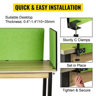 Pannello Divisore da Scrivania 60'', Pannello Privacy Acustico a 3 Pannelli, Pannello Privacy Acustico che Assorbe Suoni, Riduce Rumore e Distrazioni Visive, Divisore Leggero a Fissaggio Verde