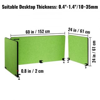 Pannello Divisore da Scrivania 60'', Pannello Privacy Acustico a 3 Pannelli, Pannello Privacy Acustico che Assorbe Suoni, Riduce Rumore e Distrazioni Visive, Divisore Leggero a Fissaggio Verde