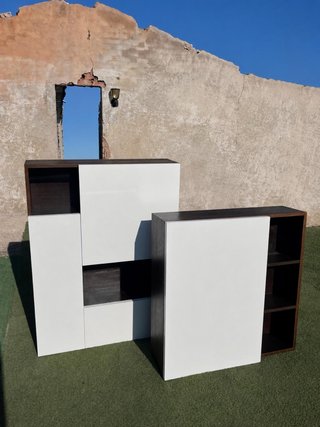 Mueble TV moderno blanco y marrón