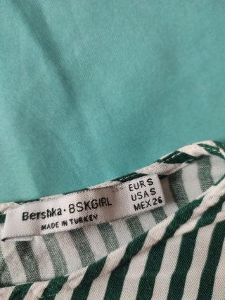 Blusa Bershka Talla S Rayas Verdes y Blancas