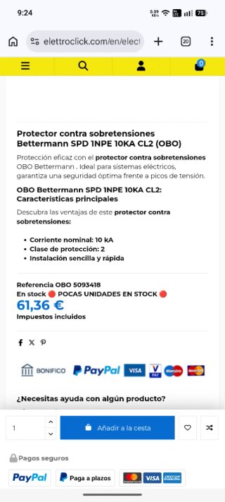 OBO V10-C y C25-B+C Sobretensiones