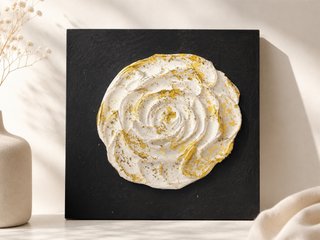 Lienzo 3D Rosa Blanca y Dorada