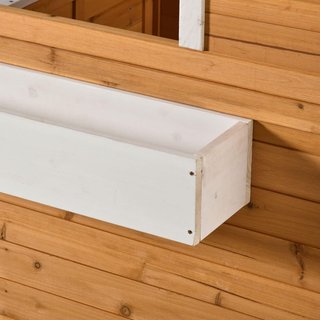 Casa de Niños de Madera con Puerta, Ventanas, Banco y Macetero, Casa de Juego para Jardín, 122X108X135.5Cm Amarilla