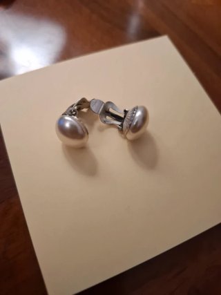 Pendientes Clip Perla Mabe Plata Vintage
